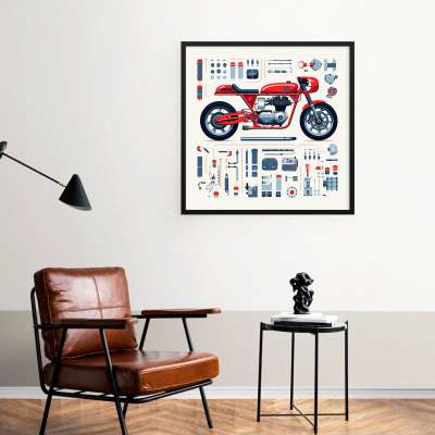 Quadro Decorativo Peças de Moto