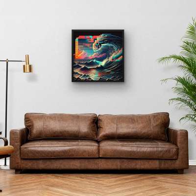 Quadro Decorativo Sea ​​Wave Vaporwave