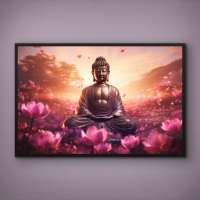 Quadro Decorativo Buda com Flores