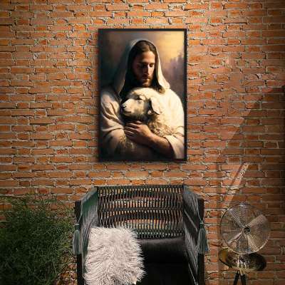 Quadro Decorativo Jesus e o Cordeiro